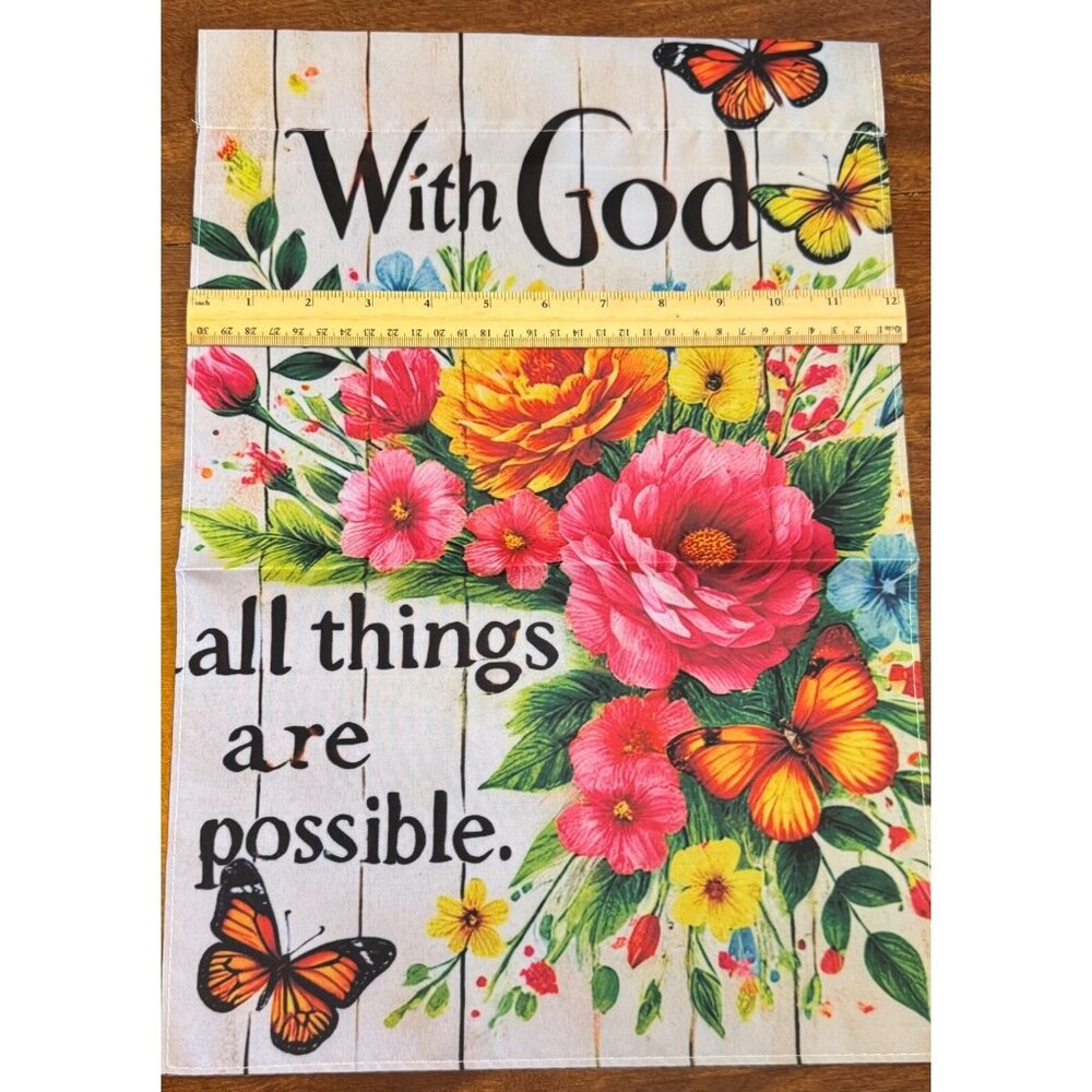 With God All Things are Possible Bright Flowers Yard Flag